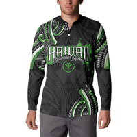 Traditional Art Hawaiian Kakau Tattoos Button Sweatshirt Green Color - Polynesian Pride