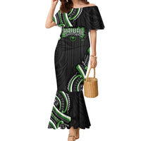 Traditional Art Hawaiian Kakau Tattoos Family Matching Mermaid Dress and Hawaiian Shirt Green Color - Polynesian Pride