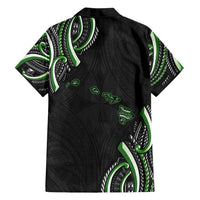 Traditional Art Hawaiian Kakau Tattoos Family Matching Off Shoulder Maxi Dress and Hawaiian Shirt Green Color - Polynesian Pride