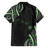 Traditional Art Hawaiian Kakau Tattoos Family Matching Short Sleeve Bodycon Dress and Hawaiian Shirt Green Color - Polynesian Pride