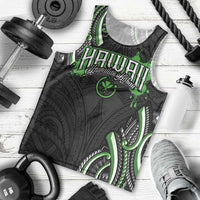 Traditional Art Hawaiian Kakau Tattoos Men Tank Top Green Color - Polynesian Pride