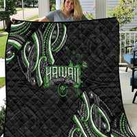 Traditional Art Hawaiian Kakau Tattoos Quilt Green Color - Polynesian Pride