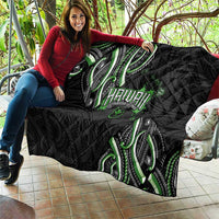 Traditional Art Hawaiian Kakau Tattoos Quilt Green Color - Polynesian Pride