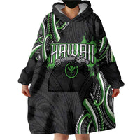 Traditional Art Hawaiian Kakau Tattoos Wearable Blanket Hoodie Green Color - Polynesian Pride