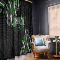 Traditional Art Hawaiian Kakau Tattoos Window Curtain Green Color - Polynesian Pride