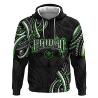 Traditional Art Hawaiian Kakau Tattoos Zip Hoodie Green Color - Polynesian Pride