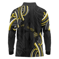 Traditional Art Hawaiian Kakau Tattoos Long Sleeve Polo Shirt Yellow Color - Polynesian Pride