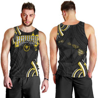 Traditional Art Hawaiian Kakau Tattoos Men Tank Top Yellow Color - Polynesian Pride