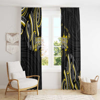 Traditional Art Hawaiian Kakau Tattoos Window Curtain Yellow Color - Polynesian Pride