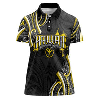 Traditional Art Hawaiian Kakau Tattoos Women Polo Shirt Yellow Color - Polynesian Pride