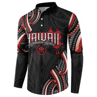 Traditional Art Hawaiian Kakau Tattoos Button Sweatshirt Red Color - Polynesian Pride