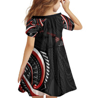 Traditional Art Hawaiian Kakau Tattoos Family Matching Short Sleeve Bodycon Dress and Hawaiian Shirt Red Color LT03 - Polynesian Pride