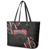 Traditional Art Hawaiian Kakau Tattoos Leather Tote Bag Red Color - Polynesian Pride