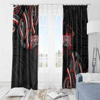 Traditional Art Hawaiian Kakau Tattoos Window Curtain Red Color - Polynesian Pride
