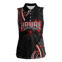 Traditional Art Hawaiian Kakau Tattoos Women Sleeveless Polo Shirt Red Color - Polynesian Pride