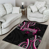 Traditional Art Hawaiian Kakau Tattoos Area Rug Pink Color - Polynesian Pride