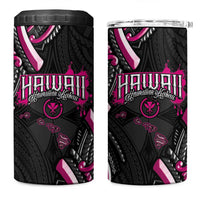 Traditional Art Hawaiian Kakau Tattoos 4 in 1 Can Cooler Tumbler Pink Color - Polynesian Pride