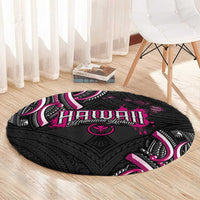 Traditional Art Hawaiian Kakau Tattoos Round Carpet Pink Color - Polynesian Pride
