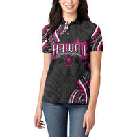Traditional Art Hawaiian Kakau Tattoos Women Polo Shirt Pink Color - Polynesian Pride