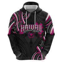 Traditional Art Hawaiian Kakau Tattoos Zip Hoodie Pink Color - Polynesian Pride
