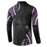 Traditional Art Hawaiian Kakau Tattoos Button Sweatshirt Purple Color - Polynesian Pride