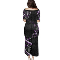 Traditional Art Hawaiian Kakau Tattoos Family Matching Puletasi and Hawaiian Shirt Purple Color - Polynesian Pride