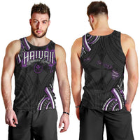Traditional Art Hawaiian Kakau Tattoos Men Tank Top Purple Color - Polynesian Pride