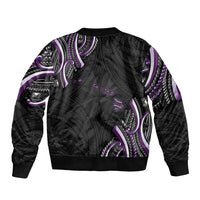 Traditional Art Hawaiian Kakau Tattoos Sleeve Zip Bomber Jacket Purple Color - Polynesian Pride