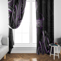 Traditional Art Hawaiian Kakau Tattoos Window Curtain Purple Color - Polynesian Pride