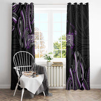 Traditional Art Hawaiian Kakau Tattoos Window Curtain Purple Color - Polynesian Pride