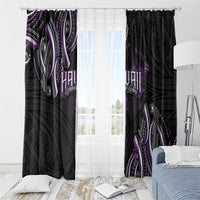 Traditional Art Hawaiian Kakau Tattoos Window Curtain Purple Color - Polynesian Pride