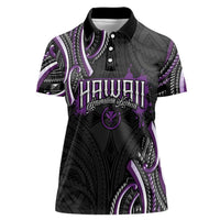 Traditional Art Hawaiian Kakau Tattoos Women Polo Shirt Purple Color - Polynesian Pride