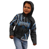 Traditional Art Hawaiian Kakau Tattoos Kid Hoodie Blue Color - Polynesian Pride