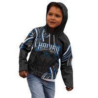 Traditional Art Hawaiian Kakau Tattoos Kid Hoodie Blue Color - Polynesian Pride