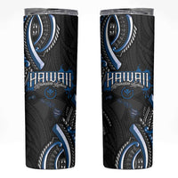 Traditional Art Hawaiian Kakau Tattoos Skinny Tumbler Blue Color - Polynesian Pride