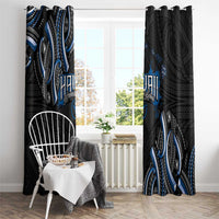 Traditional Art Hawaiian Kakau Tattoos Window Curtain Blue Color - Polynesian Pride