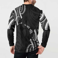 Traditional Art Hawaiian Kakau Tattoos Button Sweatshirt White - Polynesian Pride