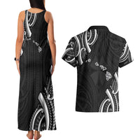Traditional Art Hawaiian Kakau Tattoos Couples Matching Tank Maxi Dress and Hawaiian Shirt White LT03 - Polynesian Pride