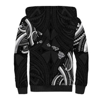 Traditional Art Hawaiian Kakau Tattoos Sherpa Hoodie White - Polynesian Pride