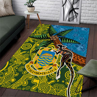 Tuvalu and Australia Together Area Rug Tapa Pattern and Aboriginal mix Culture