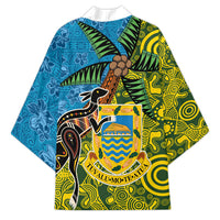 Tuvalu and Australia Together Kimono Tapa Pattern and Aboriginal mix Culture
