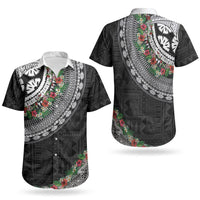 Fiji Hibiscus Couples Matching Mermaid Dress and Hawaiian Shirt Tapa Masi Motifs with Tropical Plants