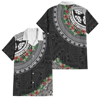 Fiji Hibiscus Family Matching Short Sleeve Bodycon Dress and Hawaiian Shirt Tapa Masi Motifs with Tropical Plants