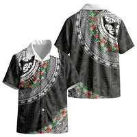 Fiji Hibiscus Kid Hawaiian Shirt Tapa Masi Motifs with Tropical Plants
