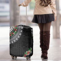 Fiji Hibiscus Luggage Cover Tapa Masi Motifs with Tropical Plants