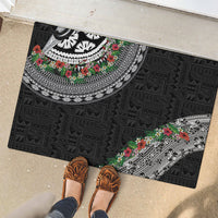 Fiji Hibiscus Rubber Doormat Tapa Masi Motifs with Tropical Plants