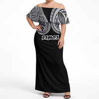 Samoa Traditional Tattoo Off Shoulder Maxi Dress Tribal Tatau Pattern