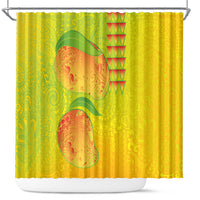 Hawaiian Mango Shower Curtain Polynesian Art Pattern and Kakau Tattoo