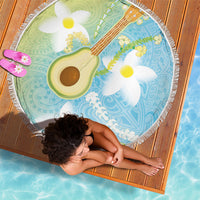 Hawaiian Ukulele Avocado Beach Blanket Leis and Polynesian Pattern