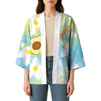 Hawaiian Ukulele Avocado Kimono Leis and Polynesian Pattern